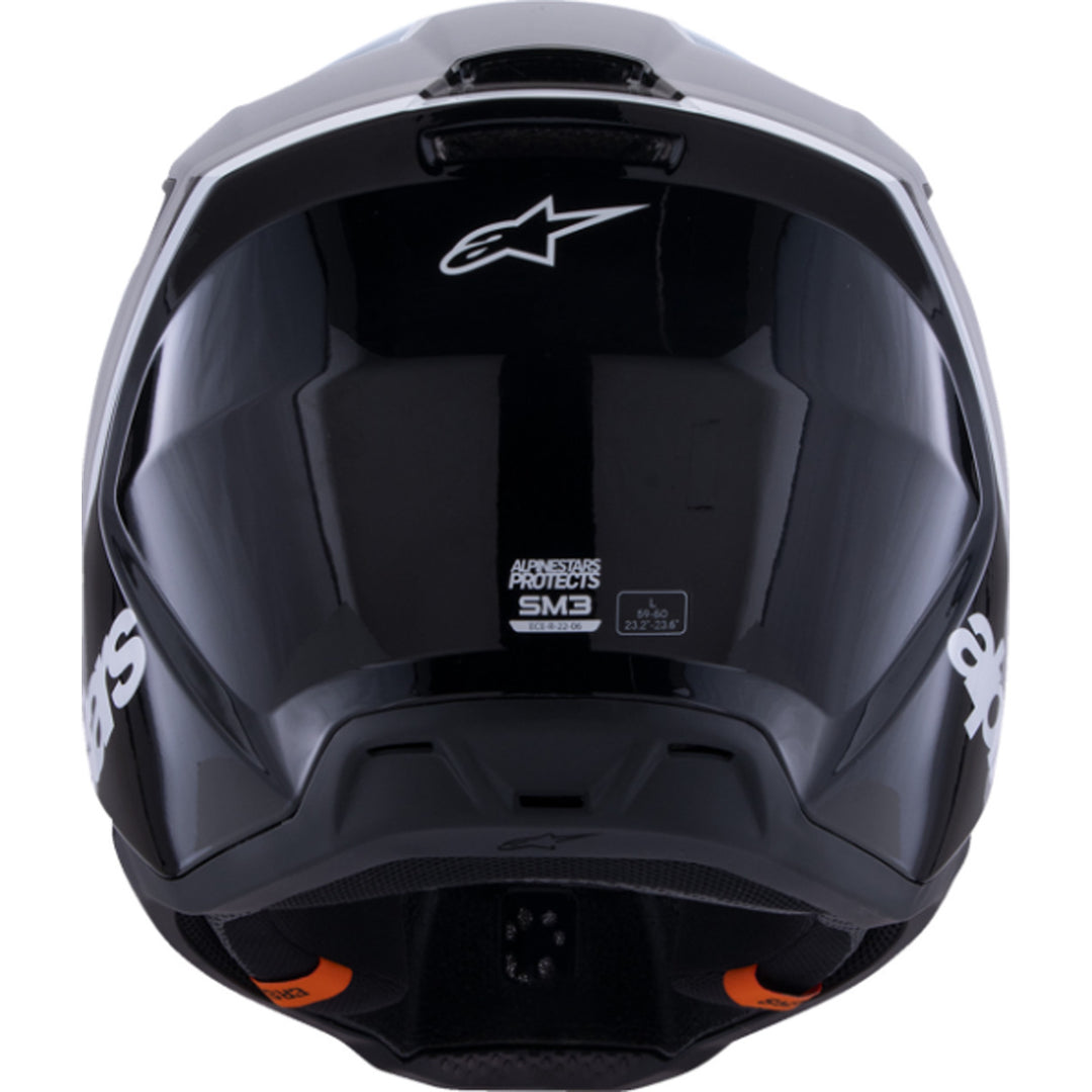 Alpinestars SM3 Radium Helmet Gloss Black/White/Gray - Rear View
