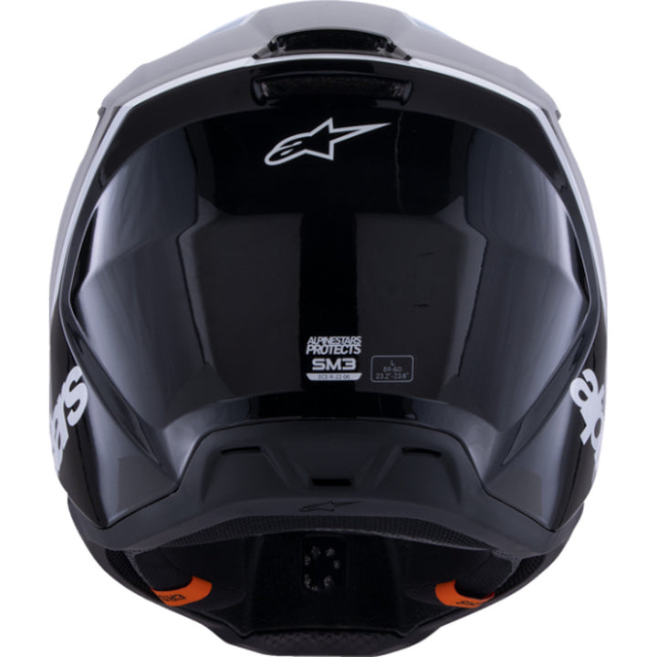 Alpinestars SM3 Radium Helmet Gloss Black/White/Gray - Rear View