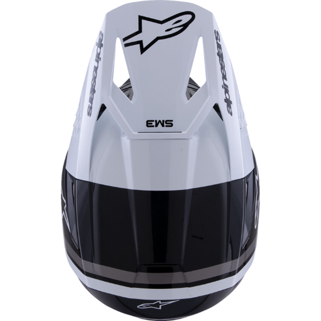 Alpinestars SM3 Radium Helmet Gloss Black/White/Gray - Top Down View