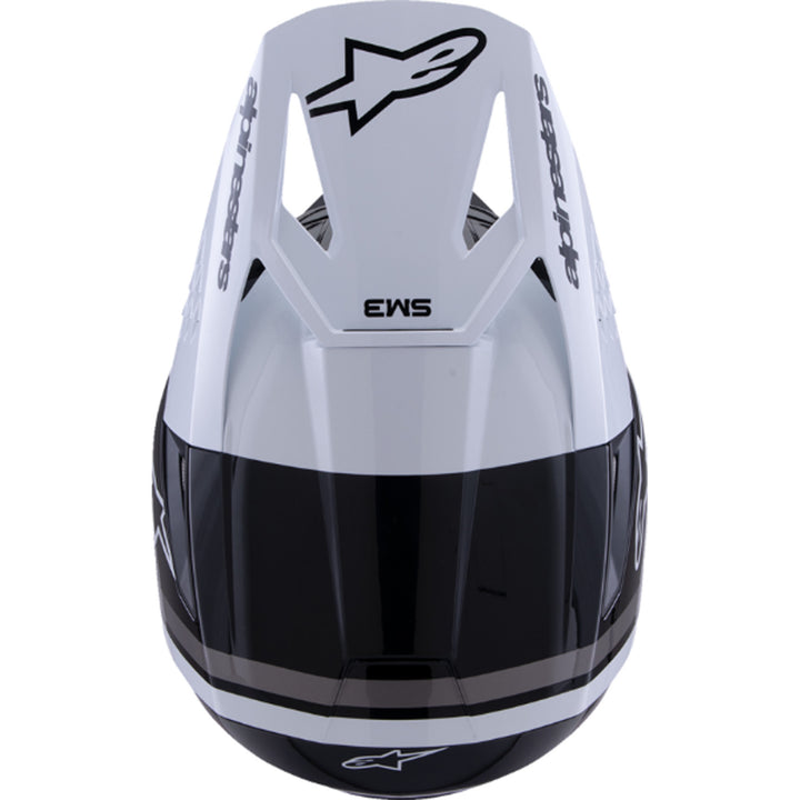 Alpinestars SM3 Radium Helmet Gloss Black/White/Gray - Top Down View