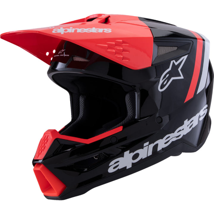 Alpinestars SM3 Radium Helmet Gloss Black/Red Fluo/White - Front Left Side View