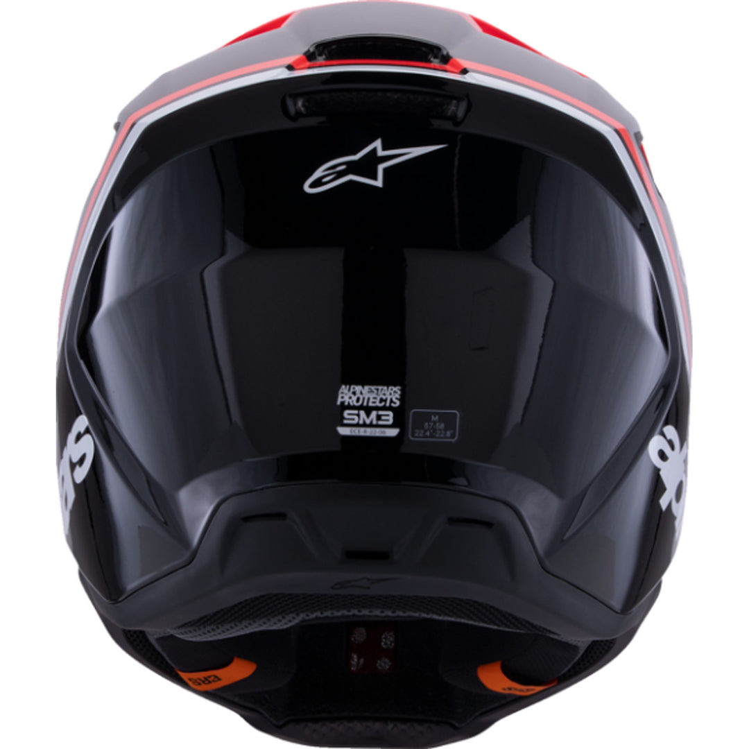 Alpinestars SM3 Radium Helmet Gloss Black/Red Fluo/White - Rear View