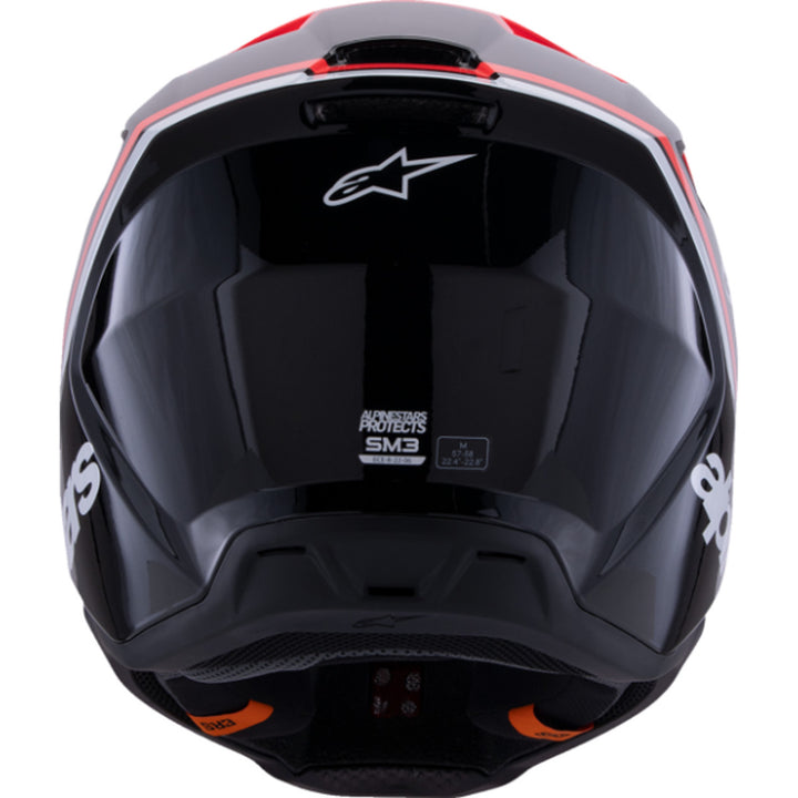 Alpinestars SM3 Radium Helmet Gloss Black/Red Fluo/White - Rear View