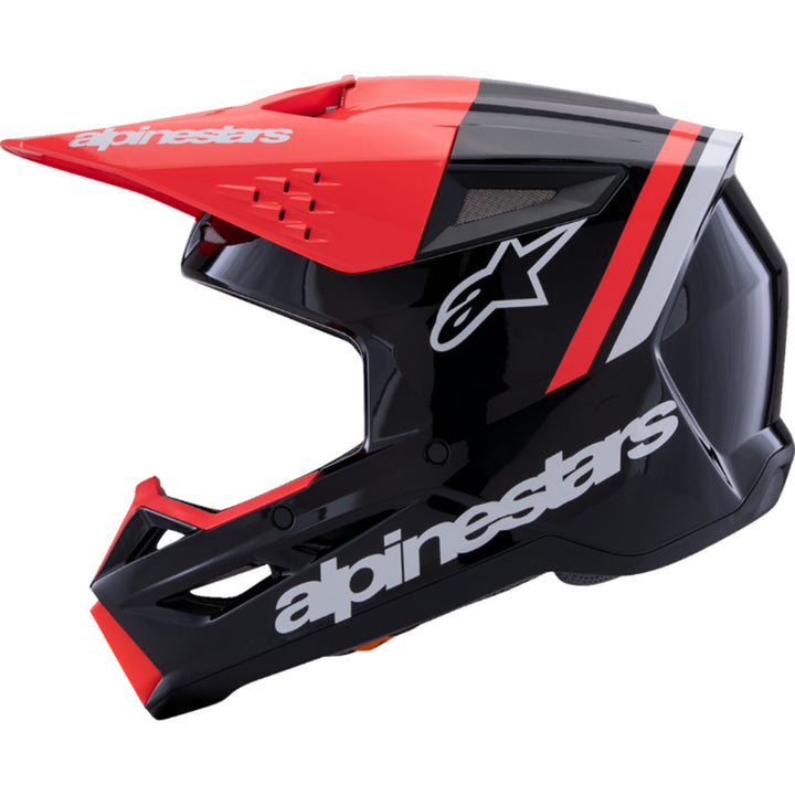 Alpinestars SM3 Radium Helmet Gloss Black/Red Fluo/White - Left Side View