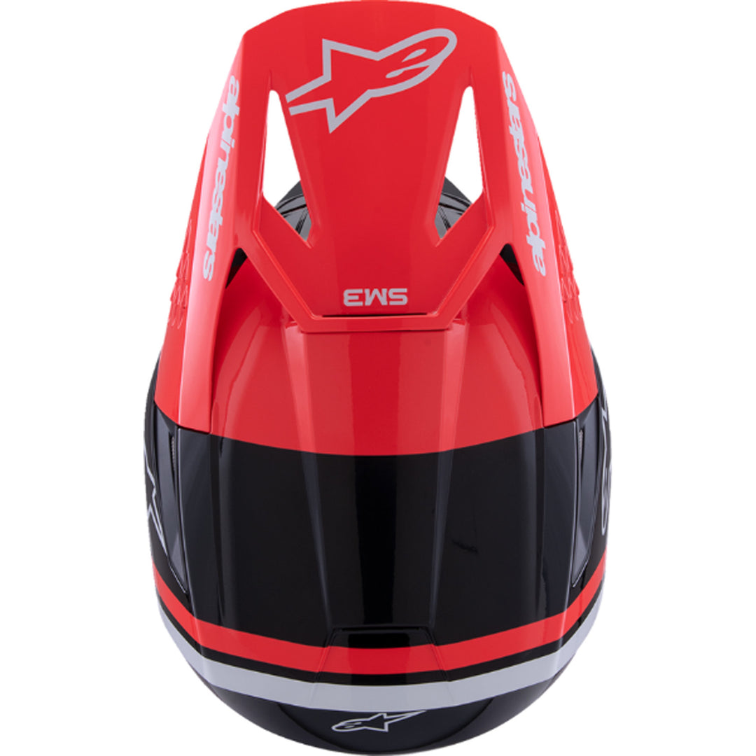 Alpinestars SM3 Radium Helmet Gloss Black/Red Fluo/White - Top Down View