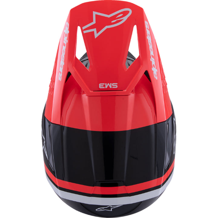 Alpinestars SM3 Radium Helmet Gloss Black/Red Fluo/White - Top Down View