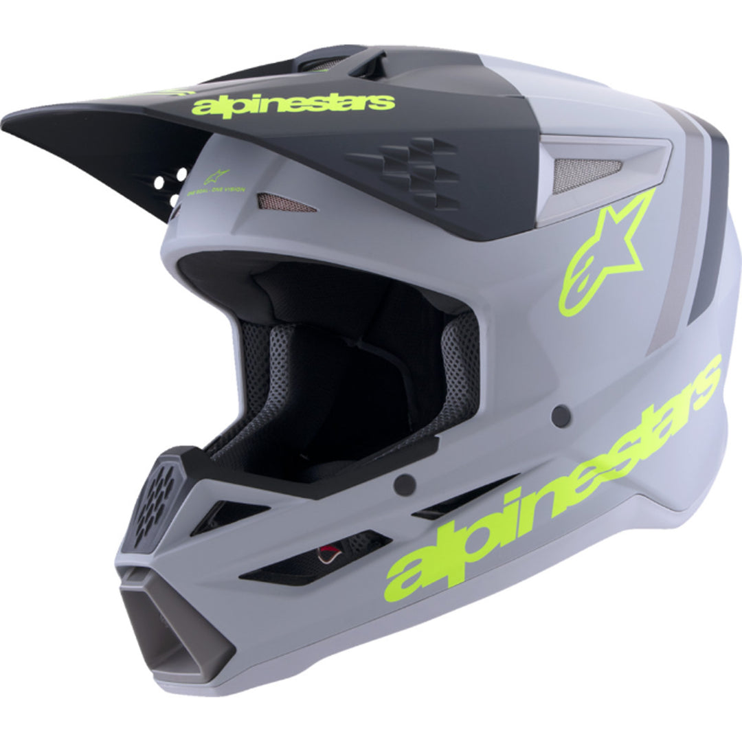 Alpinestars SM3 Radium Helmet Matte Gray/Black/Yellow Fluo - Front Left Side View