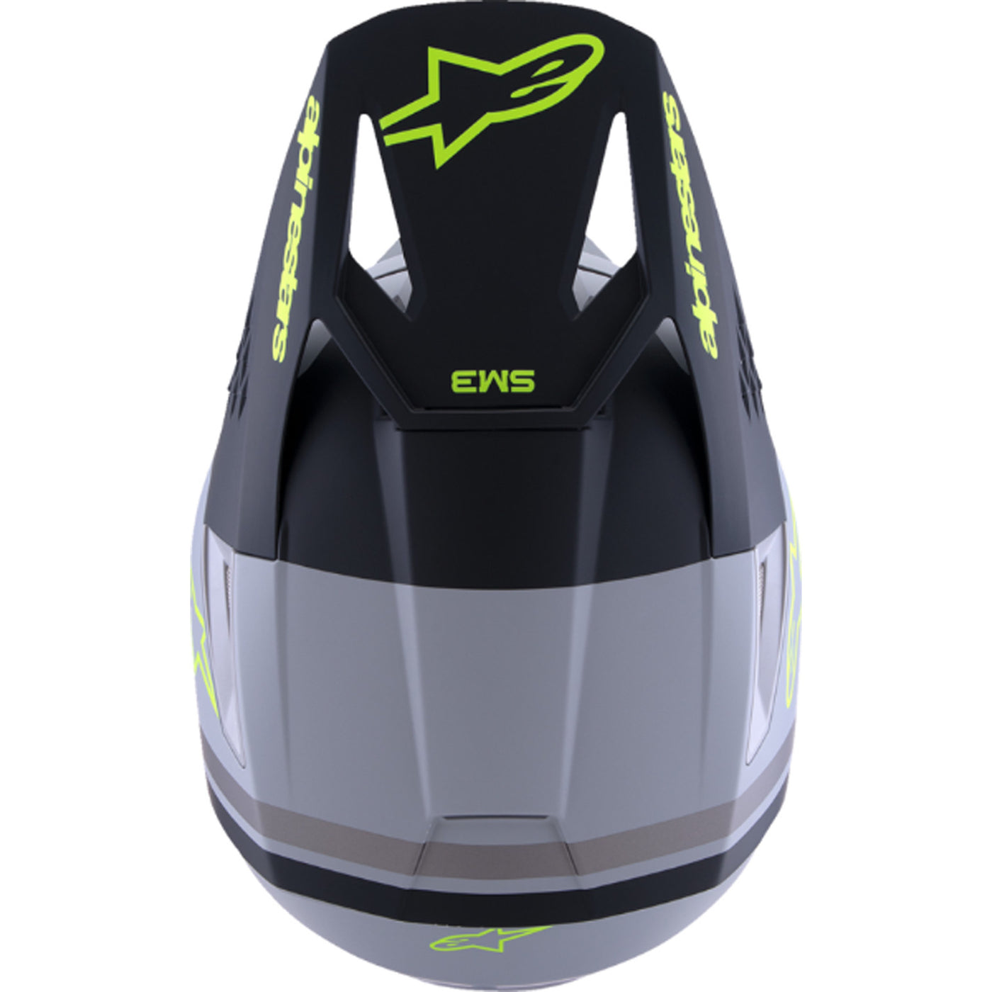 Alpinestars SM3 Radium Helmet Matte Gray/Black/Yellow Fluo - Top Down View