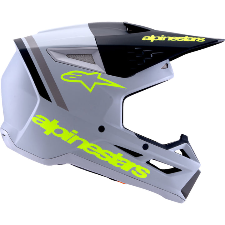 Alpinestars SM3 Radium Helmet Matte Gray/Black/Yellow Fluo - Right Side View