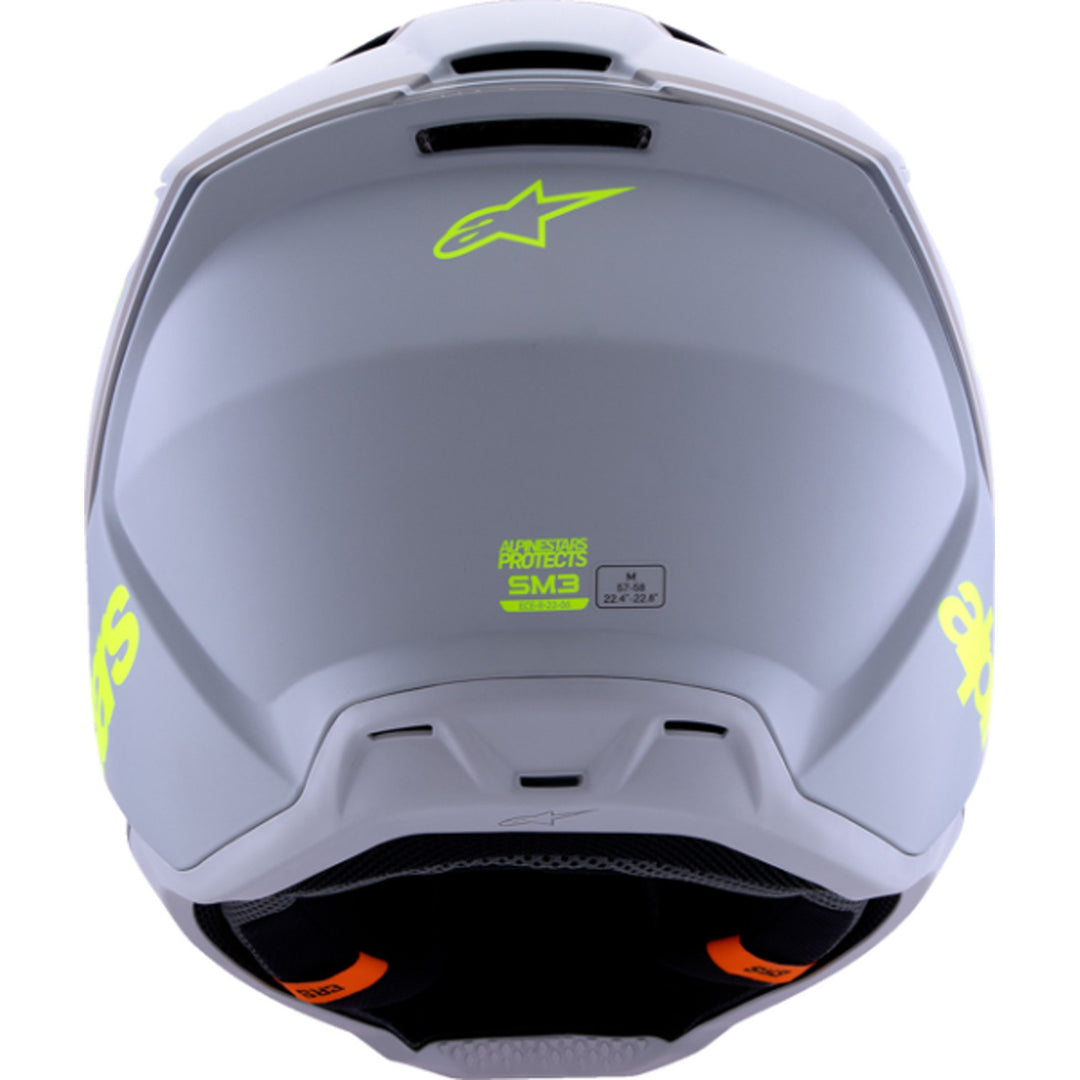 Alpinestars SM3 Radium Helmet Matte Gray/Black/Yellow Fluo - Rear View