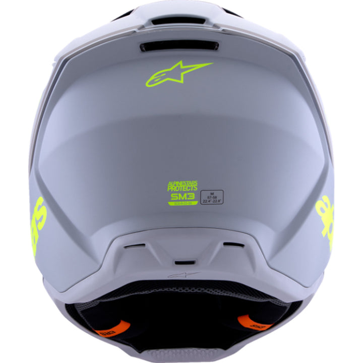 Alpinestars SM3 Radium Helmet Matte Gray/Black/Yellow Fluo - Rear View