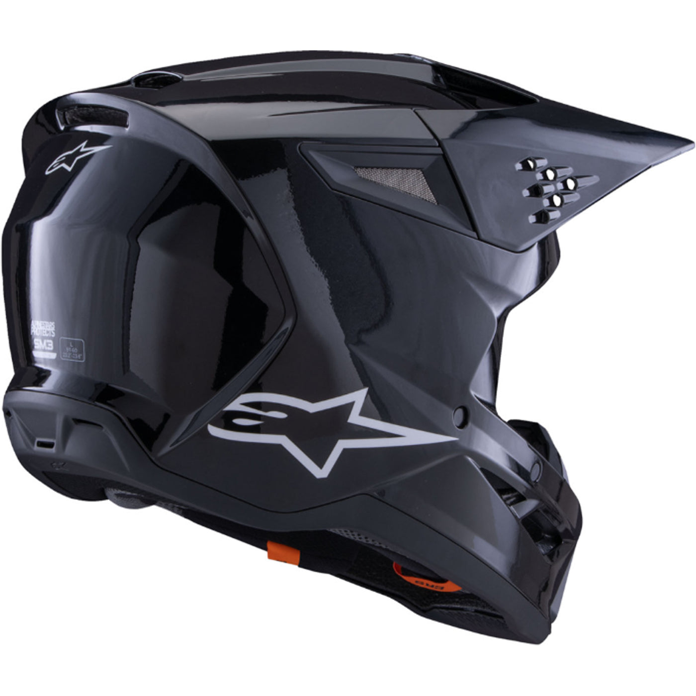 Alpinestars SM3 Solid Helmet Gloss Black - Rear Right Side View