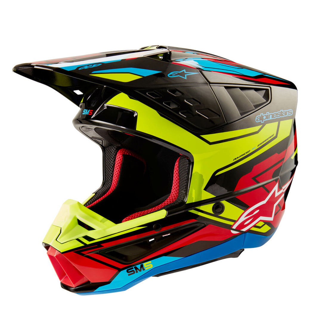 Alpinestars SM5 Action 2 Helmet Black/Yellow Fluo/Bright Red - Front Side View