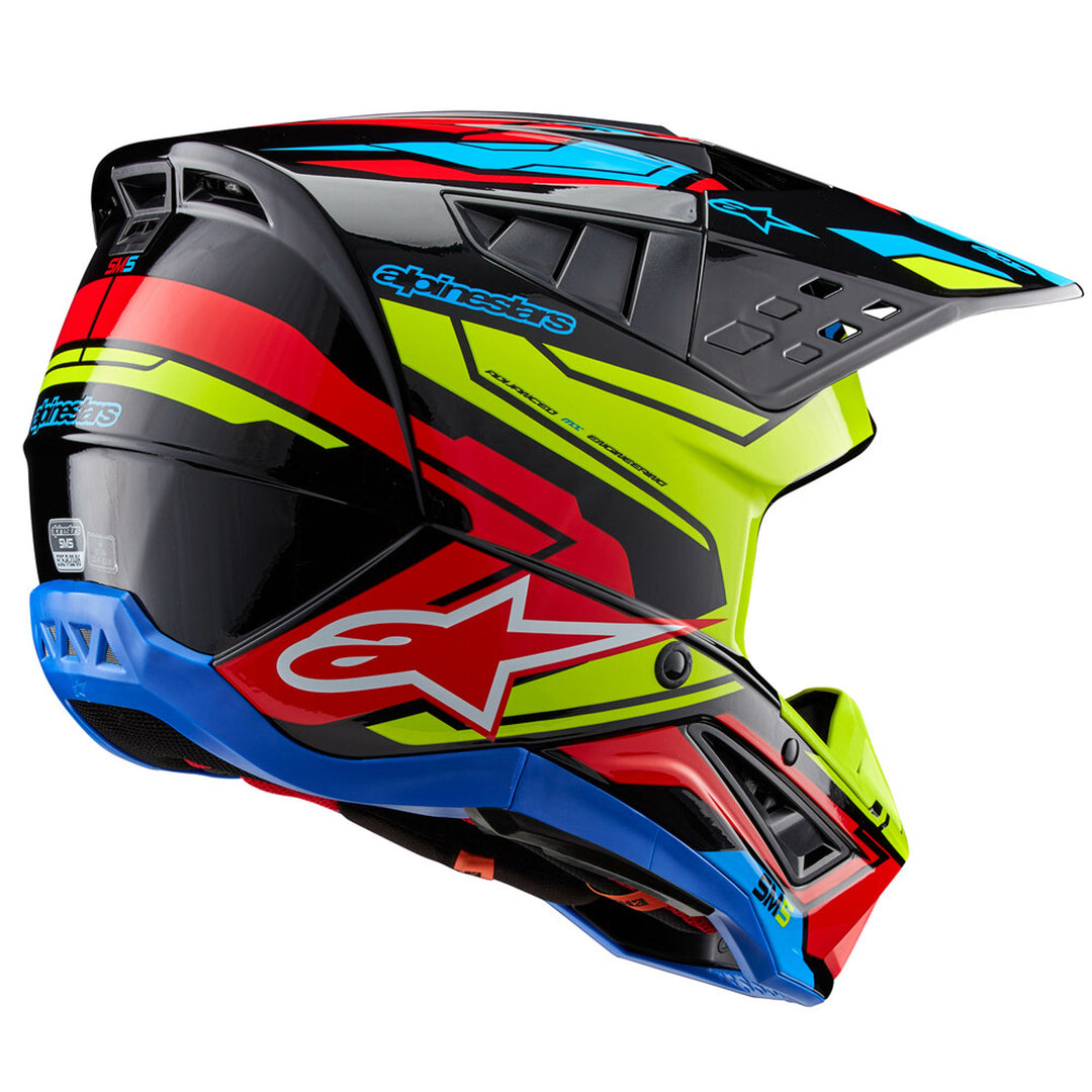 Alpinestars SM5 Action 2 Helmet Black/Yellow Fluo/Bright Red - Rear Side View