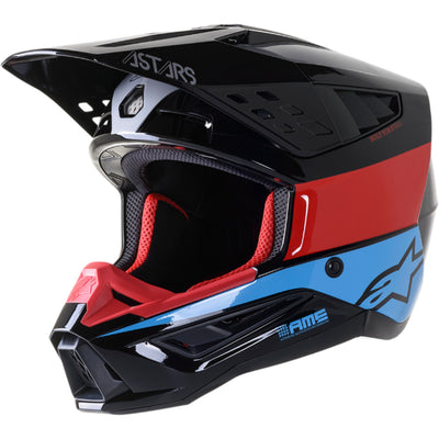 Alpinestars SM5 Bond Helmet Black/Red/Cyan - Front Side View