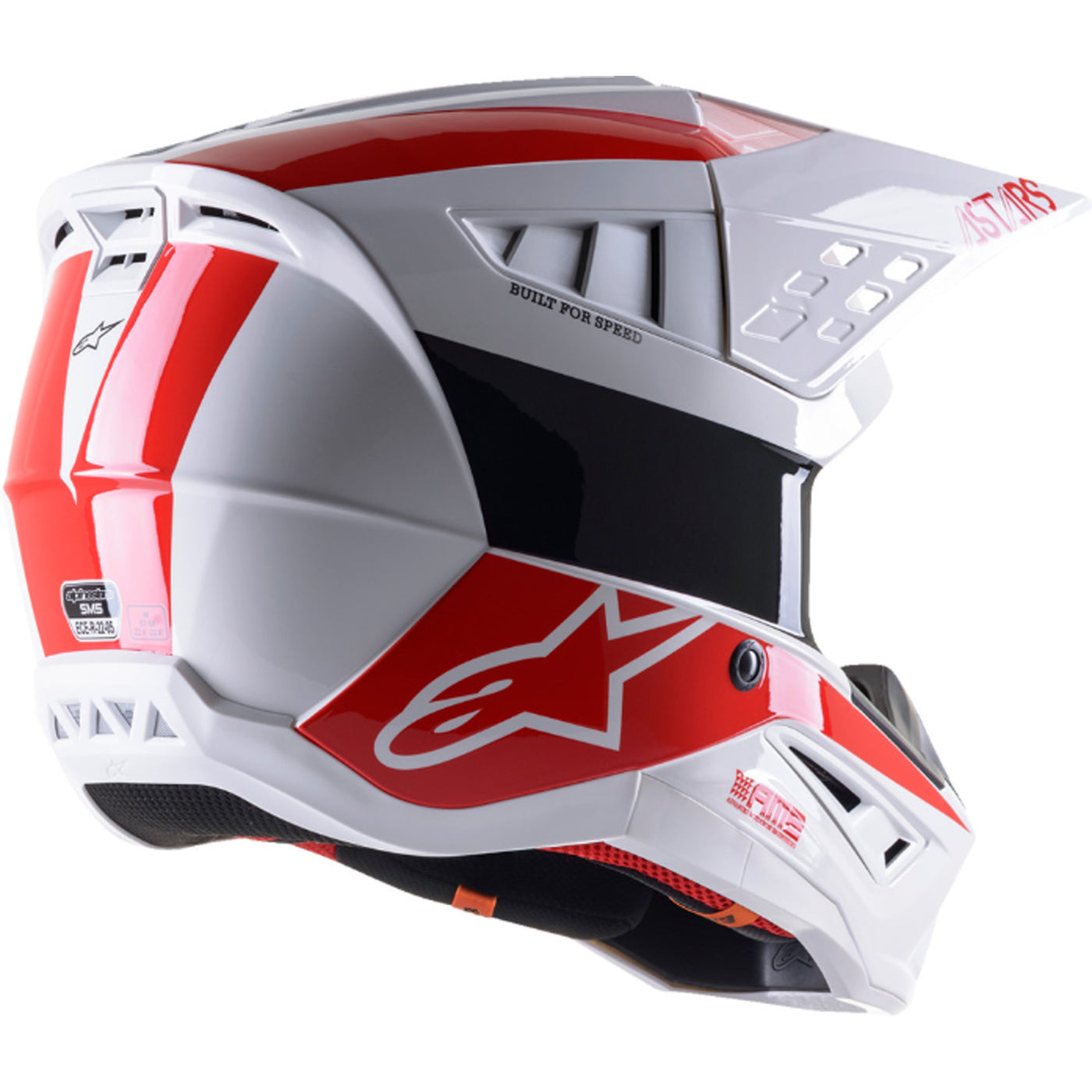 Alpinestars SM5 Bond Helmet White/Red - Rear Side View