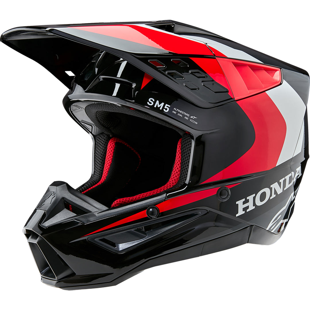 Alpinestars Honda SM5 Helmet Black/Red - Front Side View