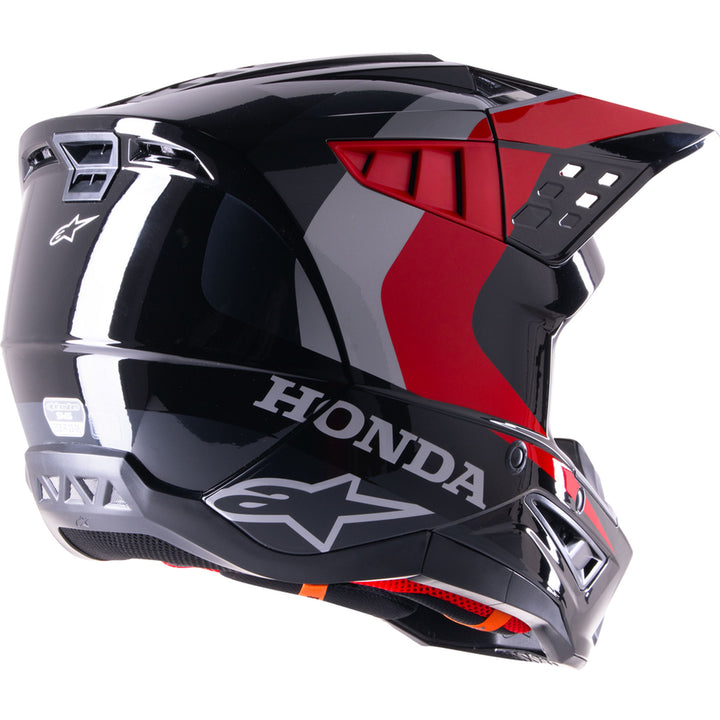 Alpinestars Honda SM5 Helmet Black/Red - Rear Side View