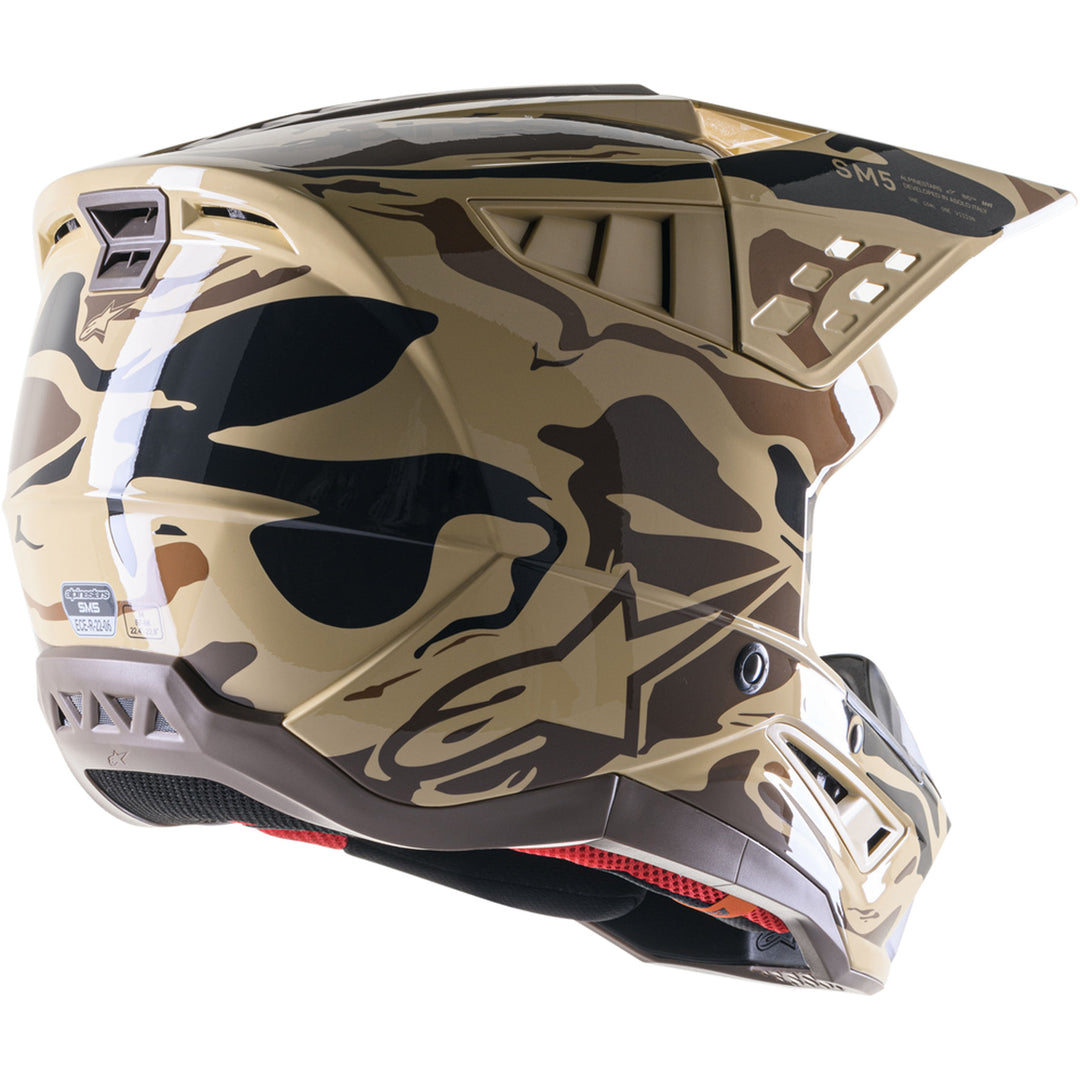 Alpinestars SM5 Mineral Helmet Dark Brown/Kangaroo - Rear Side View