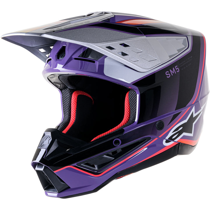 Alpinestars SM5 Sail Helmet Violet/Black/Silver - Front Side View