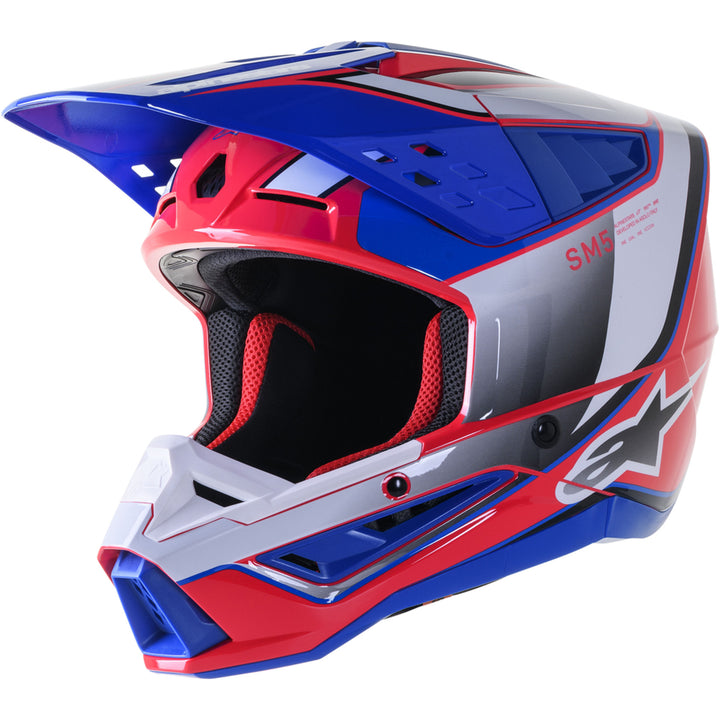 Alpinestars SM5 Sail Helmet White/Diva Pink/Enamel Blue - Front Side View