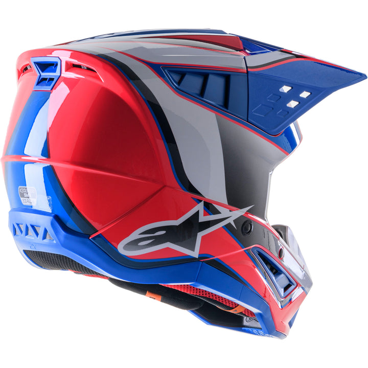 Alpinestars SM5 Sail Helmet White/Diva Pink/Enamel Blue - Rear Side View