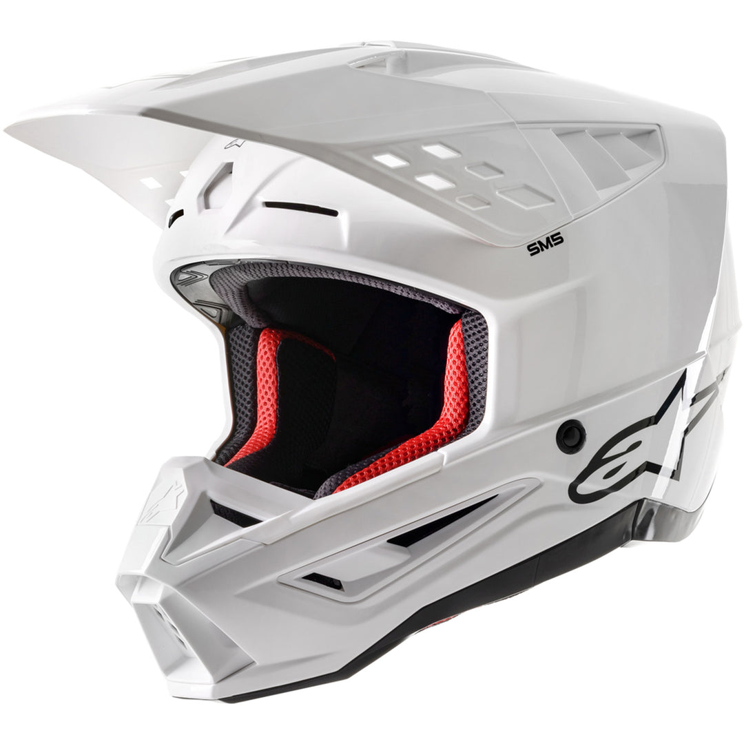Alpinestars SM5 Solid Helmet Gloss White - Front Side View