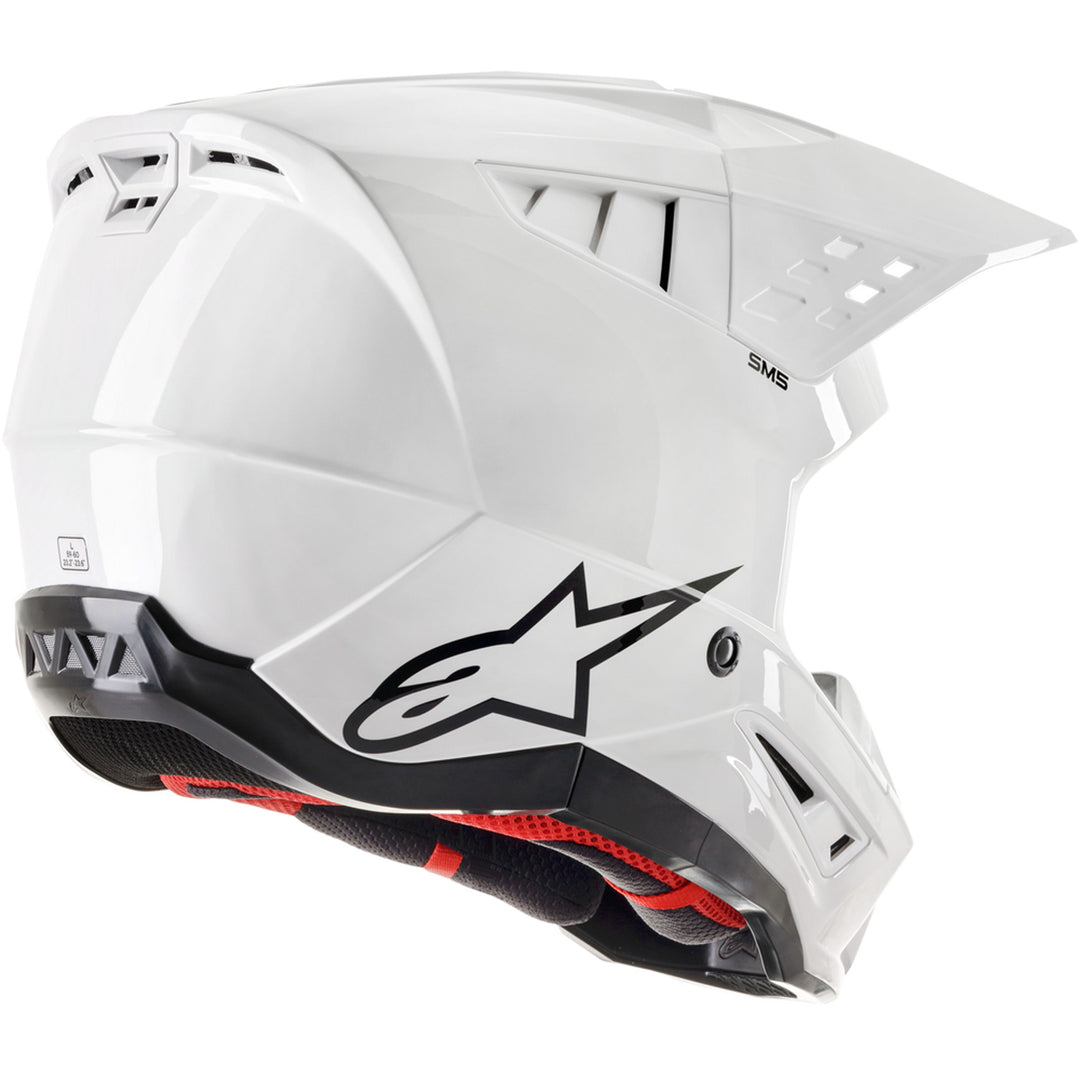 Alpinestars SM5 Solid Helmet Gloss White - Rear Side View