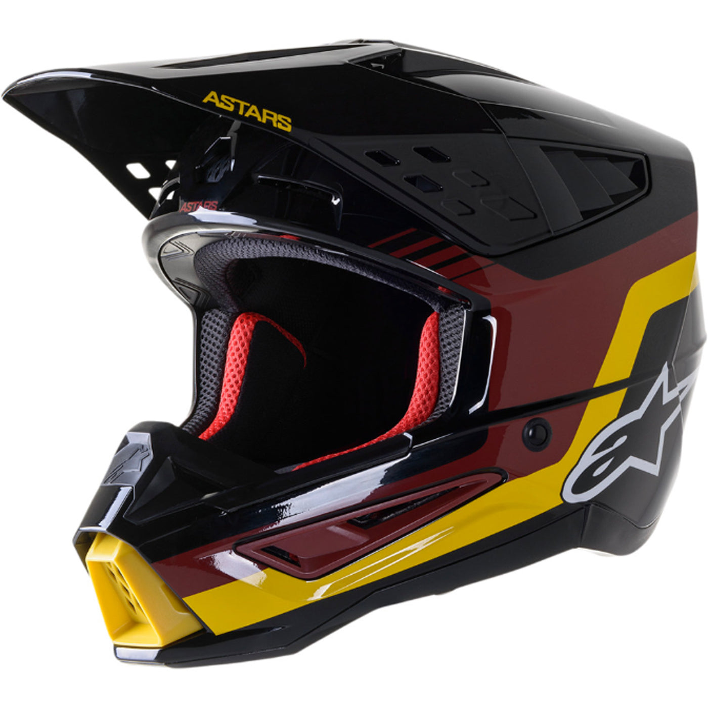 Alpinestars SM5 Venture Helmet Black/Bordeaux/Yellow/Glossy - Front Side View