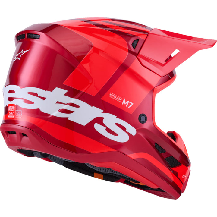Alpinestars SM7 Core Helmet Gloss Red - Rear Right Side View