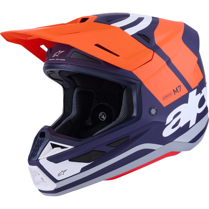Alpinestars SM7 Core Helmet Matte Orange/Blue - Front Left Side View