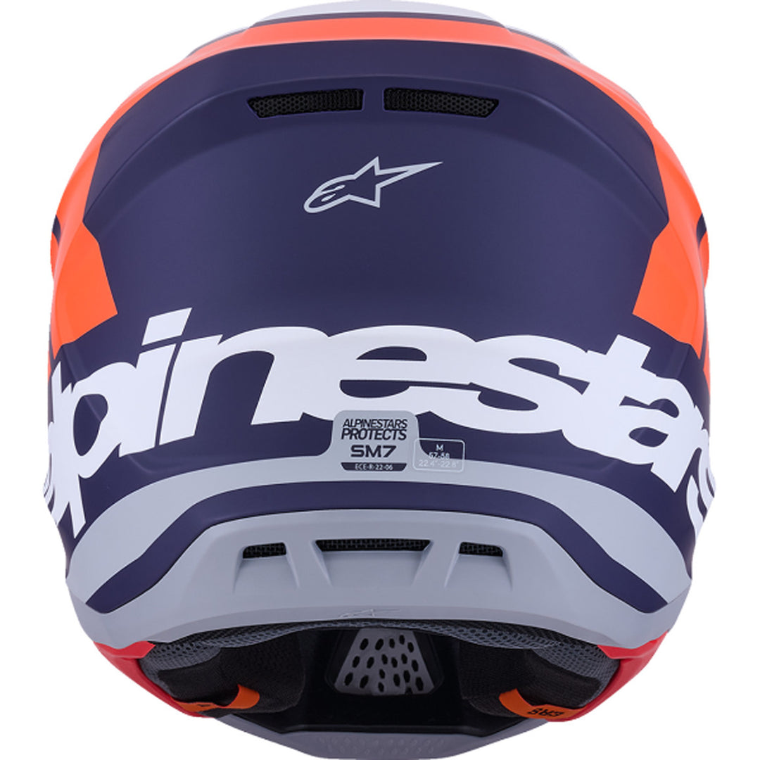 Alpinestars SM7 Core Helmet Matte Orange/Blue - Rear View