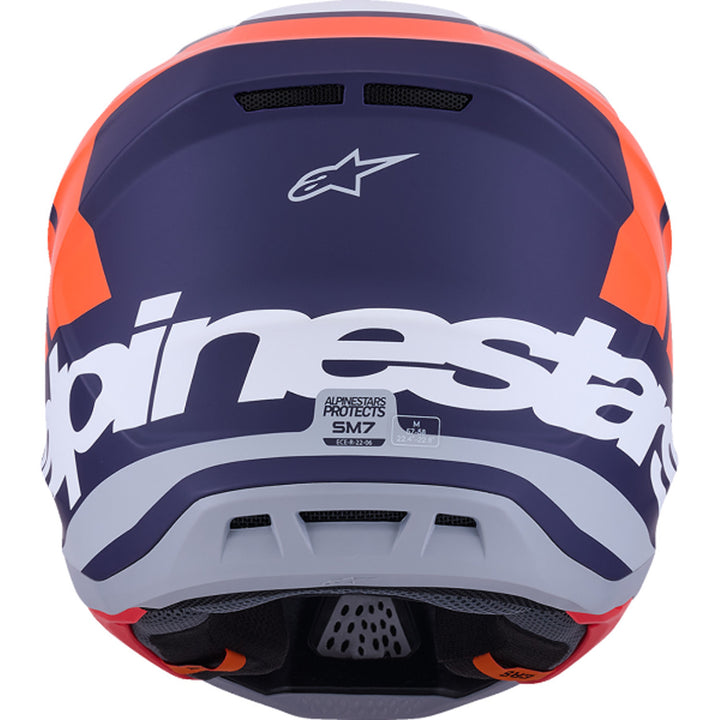 Alpinestars SM7 Core Helmet Matte Orange/Blue - Rear View