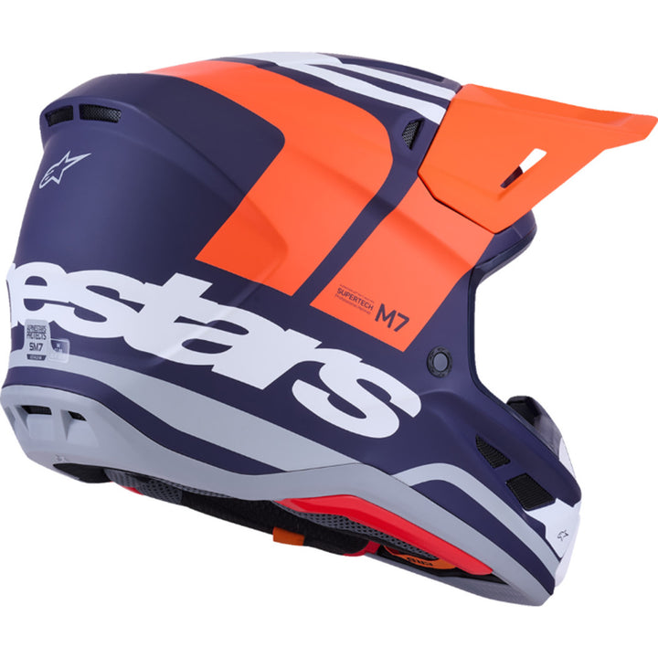 Alpinestars SM7 Core Helmet Matte Orange/Blue - Rear Right Side View
