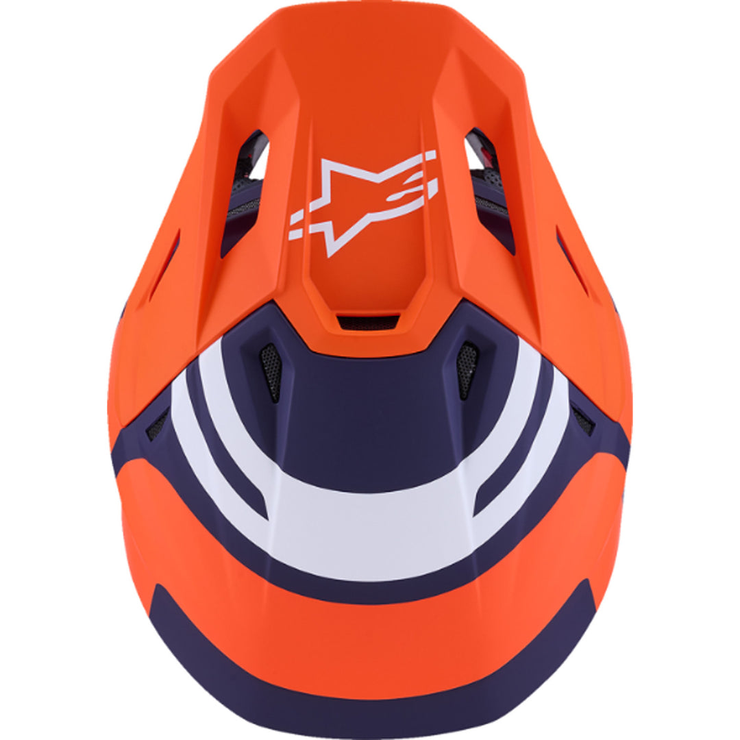 Alpinestars SM7 Core Helmet Matte Orange/Blue - Top Down View