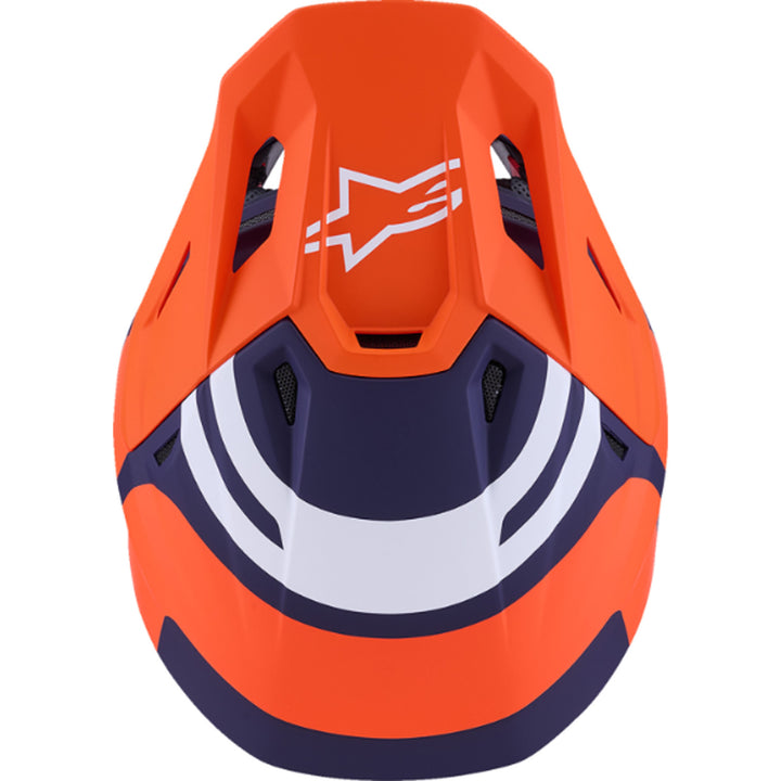 Alpinestars SM7 Core Helmet Matte Orange/Blue - Top Down View