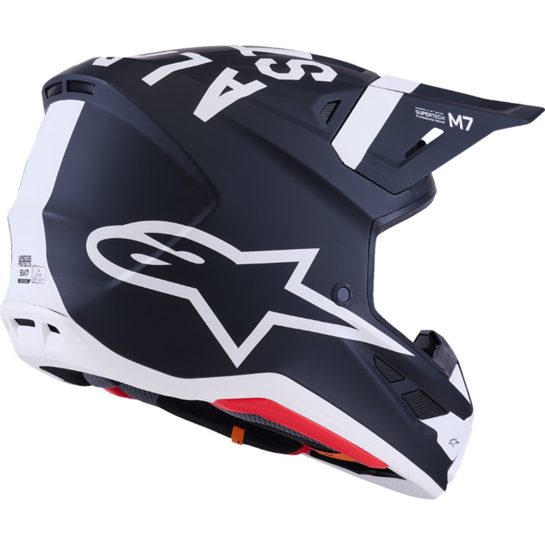 Alpinestars SM7 Dasher Helmet Matte Black/White - Rear Right Side View