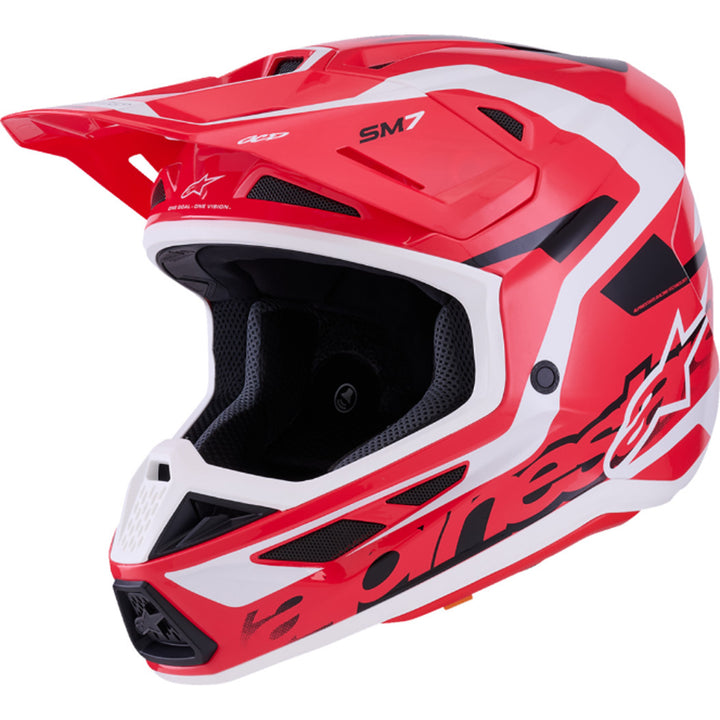 Alpinestars SM7 Deed Helmet Gloss Red/Black/White - Front Left Side View