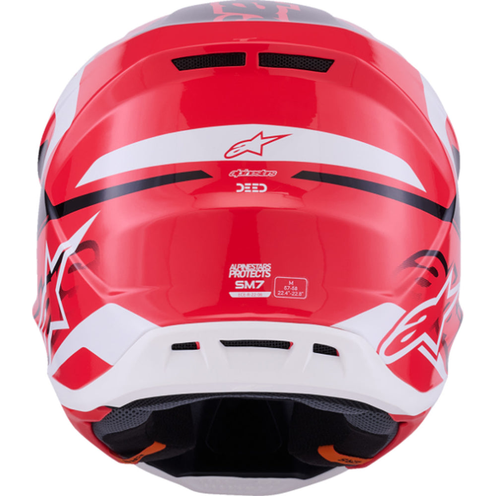 Alpinestars SM7 Deed Helmet Gloss Red/Black/White - Rear View