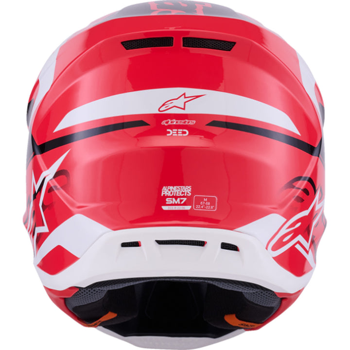Alpinestars SM7 Deed Helmet Gloss Red/Black/White - Rear View