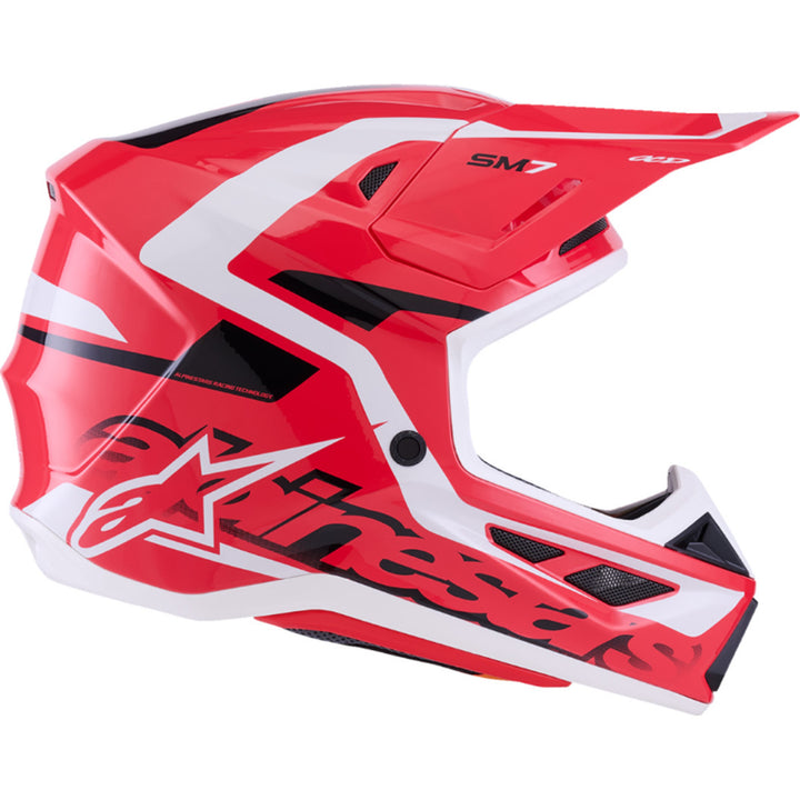 Alpinestars SM7 Deed Helmet Gloss Red/Black/White - Right Side View