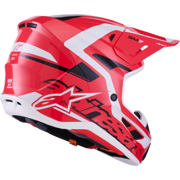 Alpinestars SM7 Deed Helmet Gloss Red/Black/White - Rear Right Side View