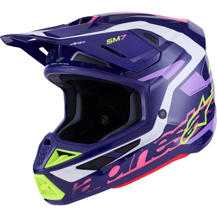 Alpinestars SM7 Deed Helmet Gloss Purple/Pink - Front Left Side View