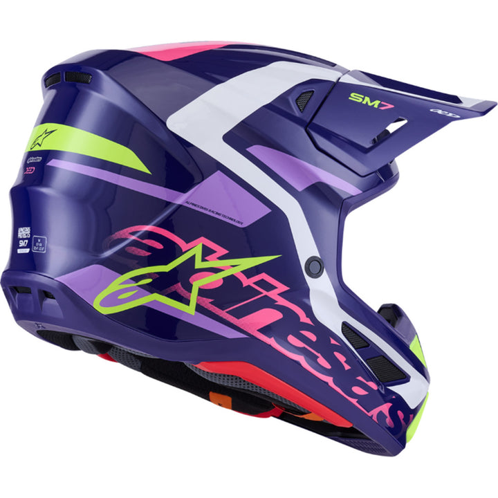 Alpinestars SM7 Deed Helmet Gloss Purple/Pink - Rear Right Side View