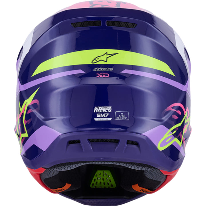 Alpinestars SM7 Deed Helmet Gloss Purple/Pink - Rear View