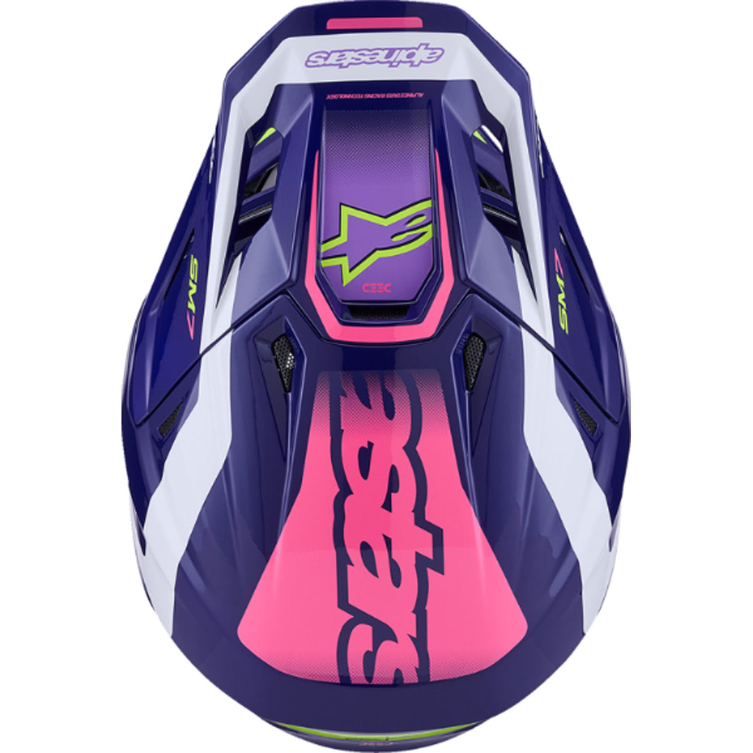 Alpinestars SM7 Deed Helmet Gloss Purple/Pink - Top Down View