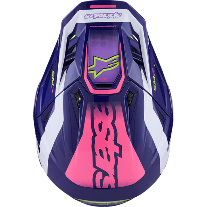 Alpinestars SM7 Deed Helmet Gloss Purple/Pink - Top Down View