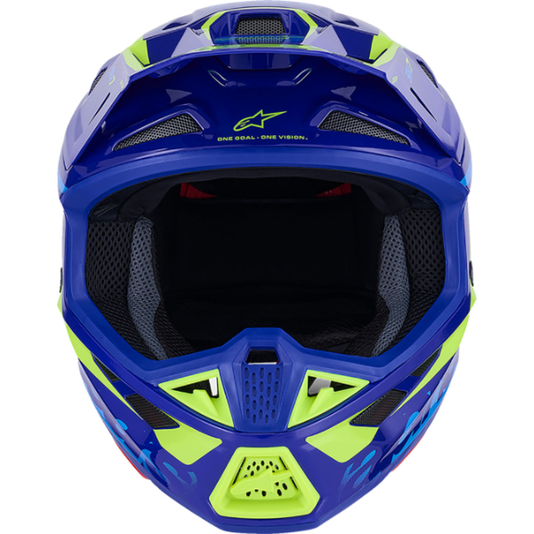 Alpinestars SM7 Deed Helmet Gloss Blue/Yellow Fluo - Front View