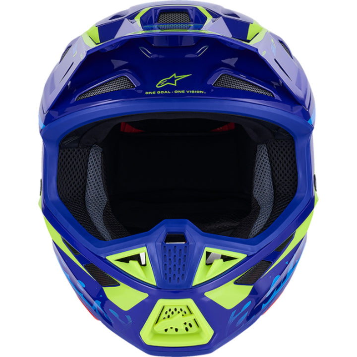 Alpinestars SM7 Deed Helmet Gloss Blue/Yellow Fluo - Front View