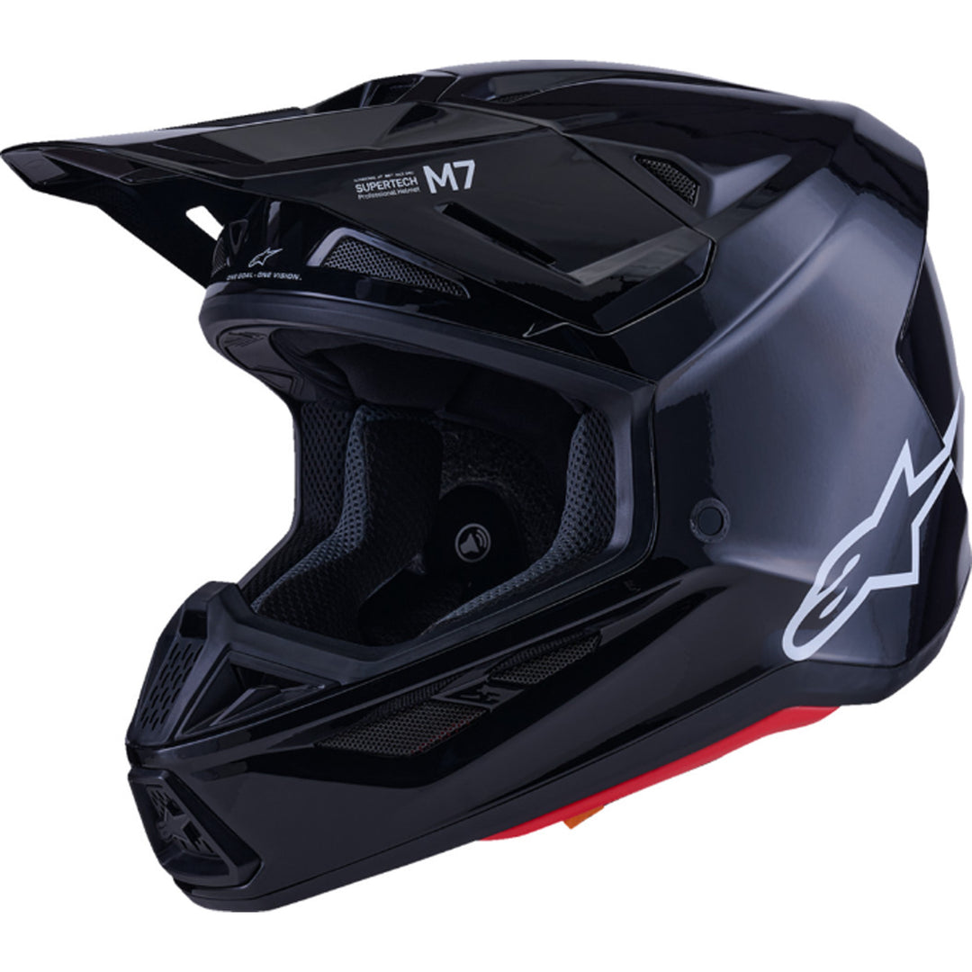 Alpinestars SM7 Solid Helmet Gloss Black - Front Left Side View